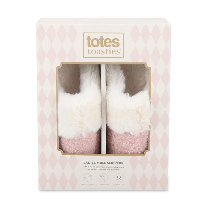 totes toasties® Ladies Borg Mule Slippers Pink Extra Image 7